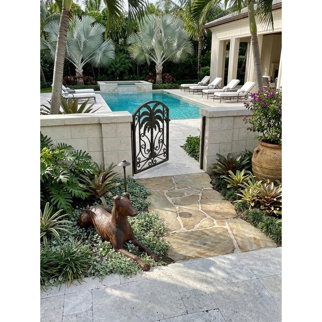 1990s Antique-Style Reclining Greyhound/Whippet Cast Iron Garden Statue For Sale - Image 11 of 12