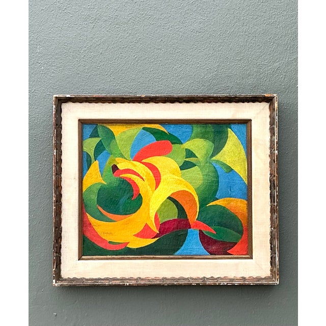 Vintage MCM Original Abstract Oil on Canvas For Sale - Image 11 of 12