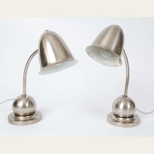 Metal Art Deco Nickel Table Lamps from Daalderop KDM Royal Holland, 1930s, Set of 2 For Sale - Image 7 of 11