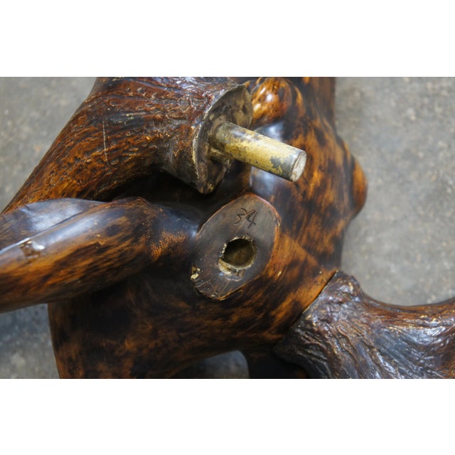 2 Faux Wood Deer Stag Buck Head Taxidermy Wall Mount Sculptures 43" For Sale - Image 11 of 12