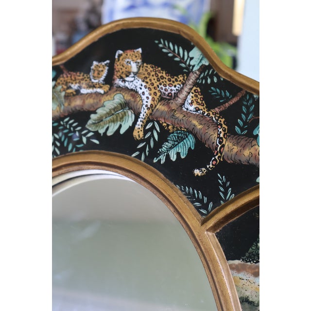 Chinoiserie Vintage Robert M. Weiss Peruvian Reverse-Painted Wildlife Mirror For Sale - Image 3 of 18
