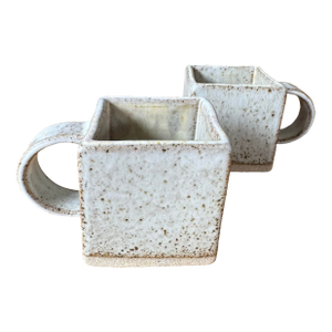 Tom Butcher Ceramics Square Stoneware Mugs - Set of 2