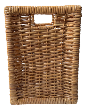 Vintage Rectangular Paper Waste Basket in Braided Rattan, 1980s