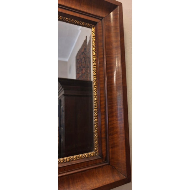 Wood Antique Walnut Mirror with Bevelled Edge, 1850 For Sale - Image 7 of 9