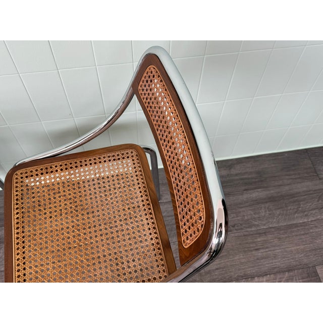Italian Chairs in Chromed Metal and Vienna Straw, 1970s, Set of 4 For Sale - Image 10 of 14