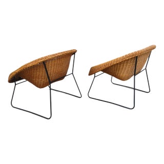 French Wicker Armchairs, 1960s, Set of 2 For Sale