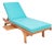 Newport Chaise Lounge Chair with Side Table, Natural/Aqua Cushion For Sale