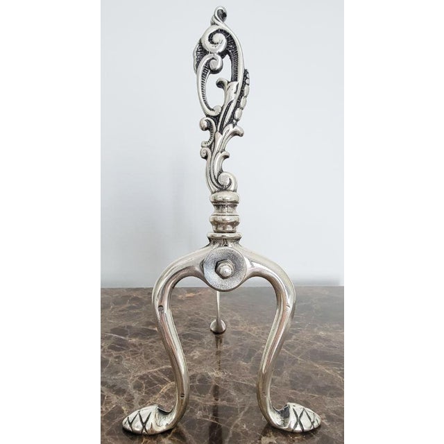 Brass Fireplace Andiron Set in Silver Antique Finish – Exquisite Italian Artisanal Craftsmanship Enhance your fireplace...