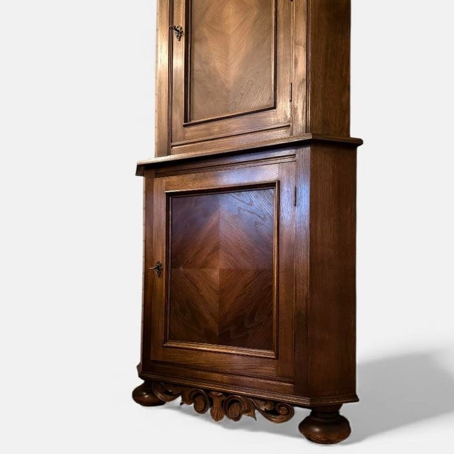 Architectural oak corner cabinet | denmark, c. Mid-20th century this architectural corner cabinet is crafted in oak and...