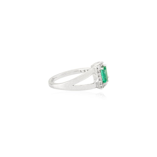 Not Yet Made - Made To Order 14k Gold Vintage Style Emerald Two Stone Ring With Diamonds Size 7 For Sale - Image 5 of 12