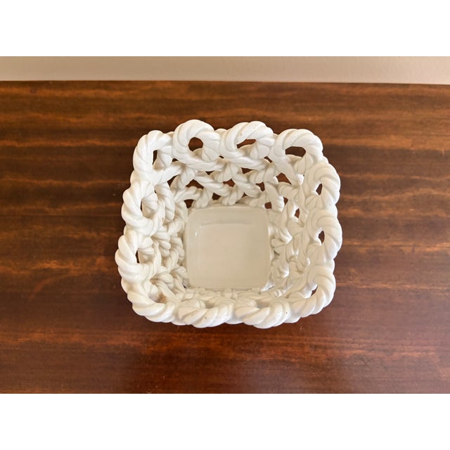 Vintage French Country Reticulated Porcelain Rope-Form Cachepot, Circa 1960s For Sale In South Bend - Image 6 of 11