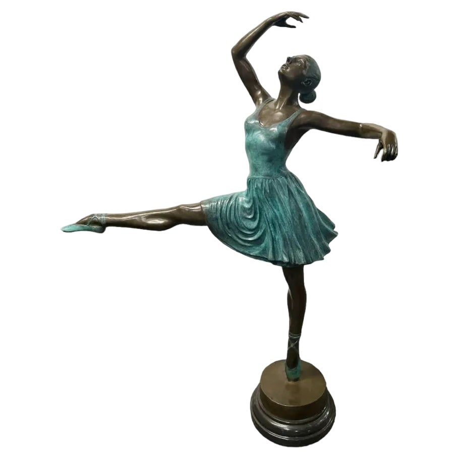 Large Bronze Ballet Dancer Figurine | Chairish