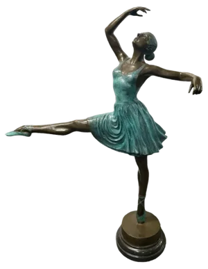 Large Bronze Ballet Dancer Figurine