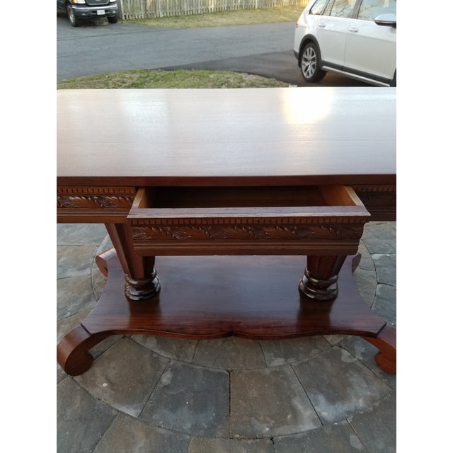 Late 19th Century 1800's Carved Rosewood Library Table For Sale - Image 5 of 12
