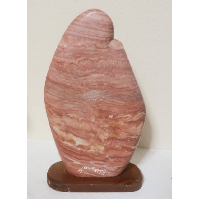 Navajo Indian Art Late 20th Century Beautiful Signed Red Alabaster Sculpture "Navajo Woman" by Noted American Indian Artist Randall Beyale. For Sale - Image 4 of 13