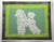 Dog, white French Poodle in shades of army green, mint green, beige, antique white, brown with a double dry brushed...