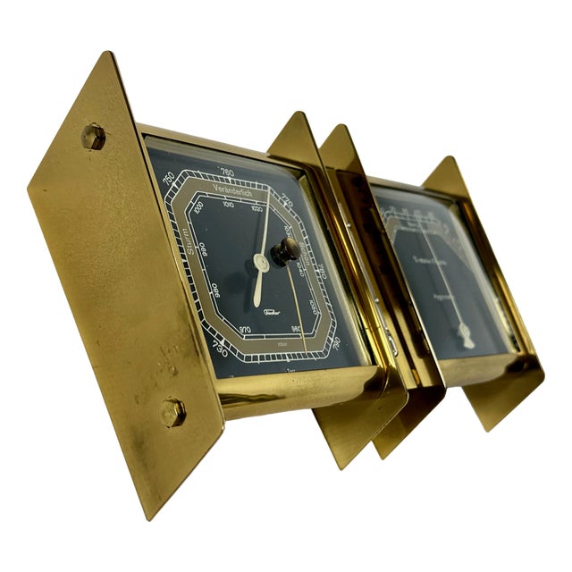 Art Deco Brass Weather Station from Fischer, 1940s For Sale
