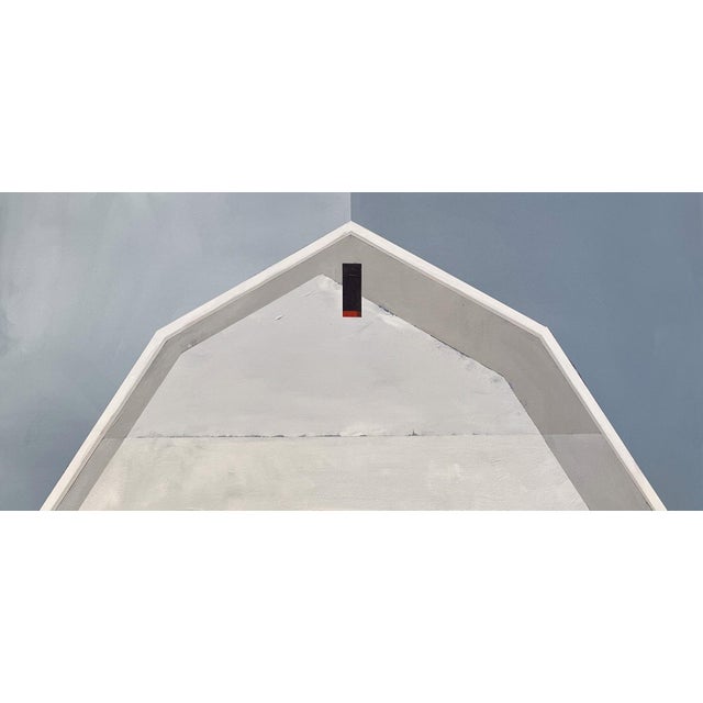 2020s North of Eden by Justin Wheatley | Acrylic on Canvas White Barn With Green Field For Sale - Image 5 of 11