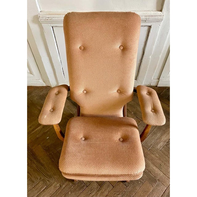 Vintage Wood and Velvet Folding Armchair, 1970s For Sale - Image 15 of 18