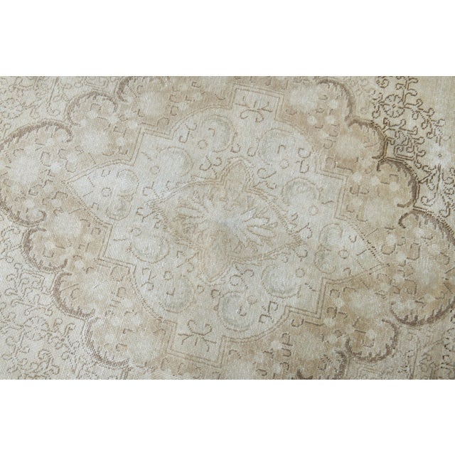 Textile 1970s Vintage Persian Handmade Wool Cotton Beige Area Rug For Sale - Image 7 of 11