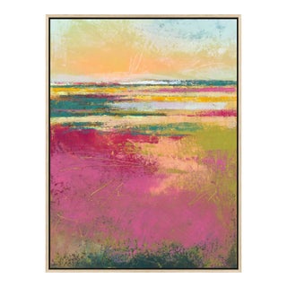 Pink and Yellow Abstract Landscape "Strawberry Daiquiri" on Wrapped Canvas - 30x40 Vertical, Framed For Sale