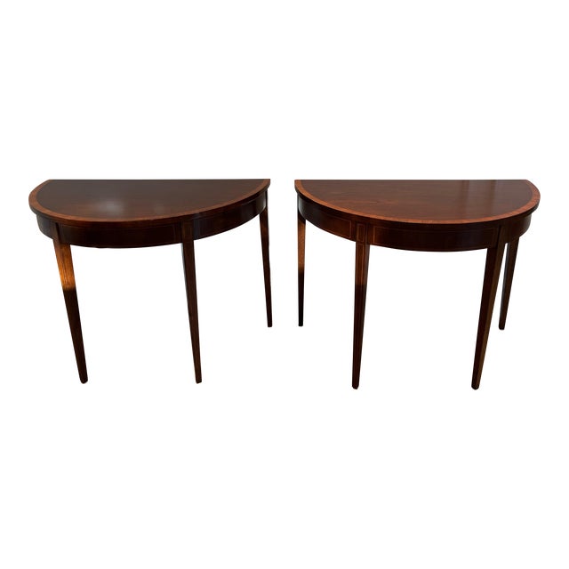 Early 20th Century Demi-Lune Mahogany Tables - a Pair For Sale