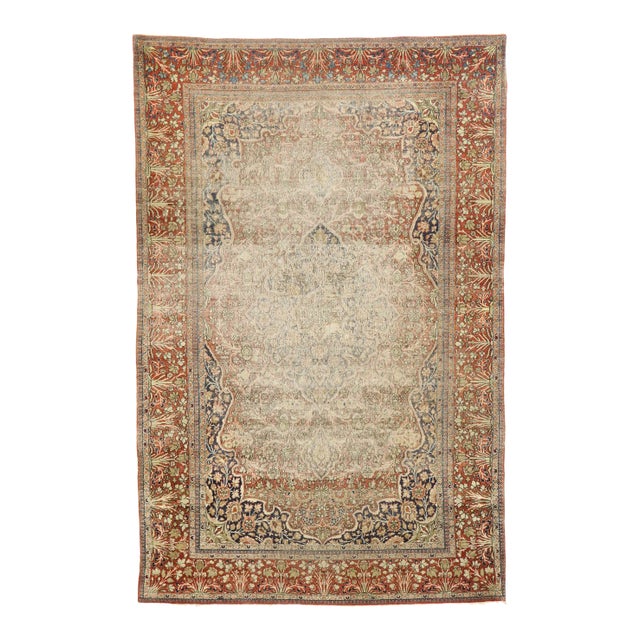 Late 19th Century Persian Mohtesham Kashan Rug, 04'05 X 06'10 For Sale