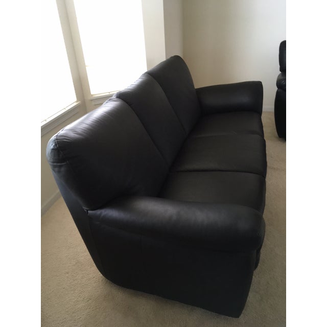 Italian Chateau d'Ax Spa Black Leather 4Piece Sofa & Chair Set Chairish