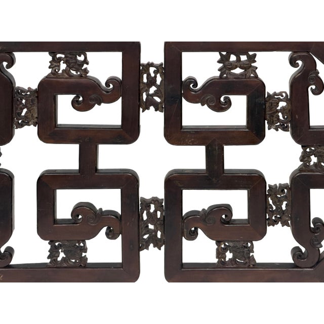 40" Vintage Dark Brown Geometric Fortune Bats Rectangular Wood Panel For Sale - Image 9 of 9