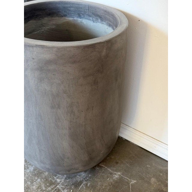 Pair of Monumental Cylinder Planters - Brutalist Bullet Form - Dark Slate For Sale - Image 11 of 12