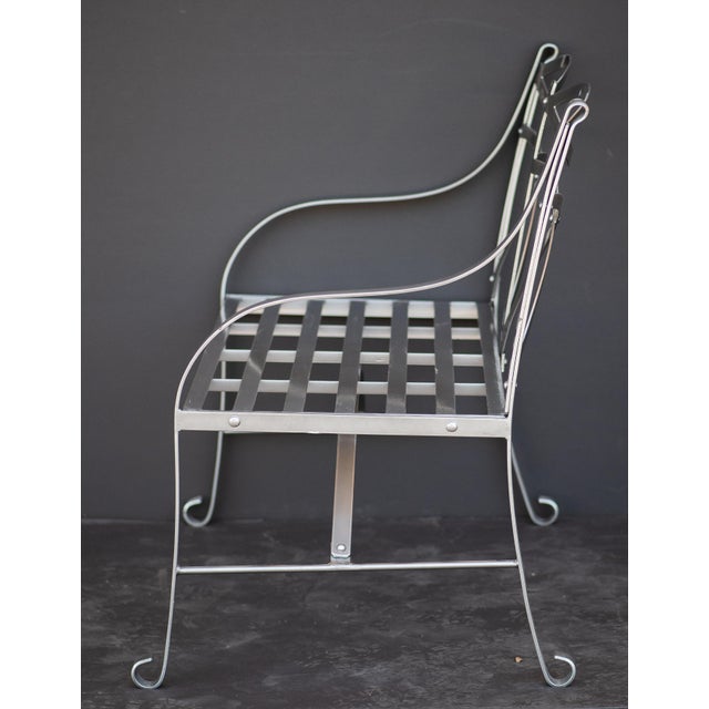 English Garden Seat or Bench of Painted Metal in the Regency Style For Sale In Austin - Image 6 of 12