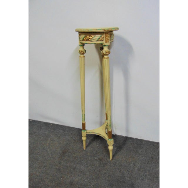 Wood Louis XVI Style Carved Paint Decorated Pedestal For Sale - Image 7 of 7
