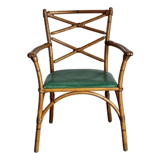 Vintage Heywood Wakefield Mid-Century Modern Bent Rattan Desk Chair For Sale
