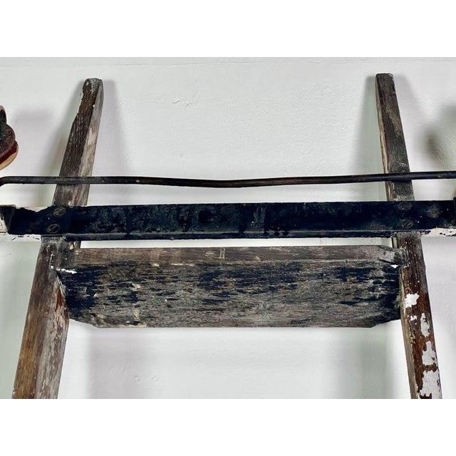 Antique Rustic Library Ladder, Iron & Wood With Distressed Patina For Sale - Image 13 of 18