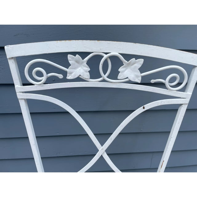 Metal A Pair of Vintage Wrought Iron Salterini Mt Vernon Maple Leaf Dining Chairs, Attributed For Sale - Image 7 of 11
