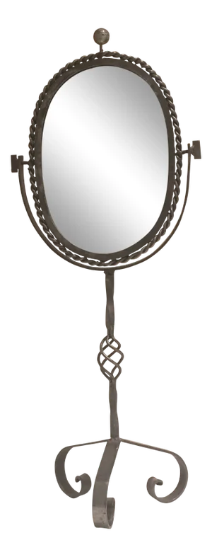 Late 19th Century Antique French Polished Steel Tripod Table Mirror