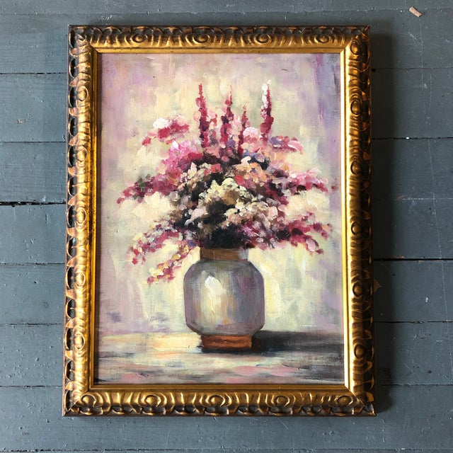 Original Vintage Still Life Floral Painting Original Frame | Chairish