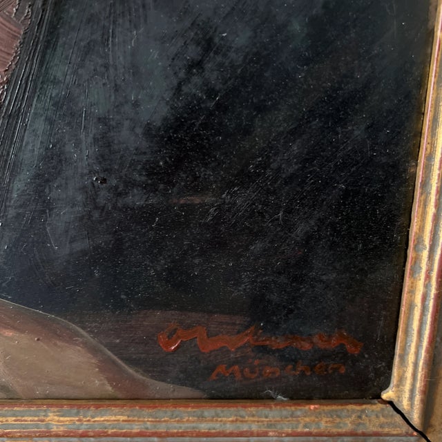 1900 - 1909 1900 German School Oil Painting on Board of a Reclining Female Nude, Framed and Signed For Sale - Image 5 of 10