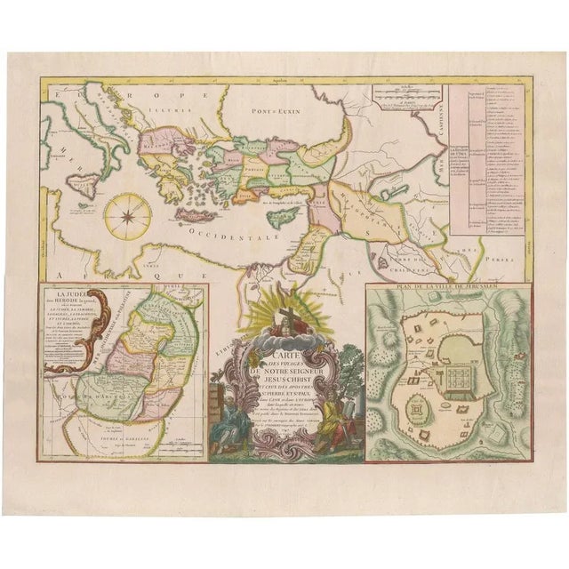 Antique Map Travels of Jesus Christ & Apostles by Seutter, 1743 For Sale - Image 12 of 12