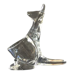Modern Blown Art Glass Kangaroo Figural Pencil Holder & Paperweight