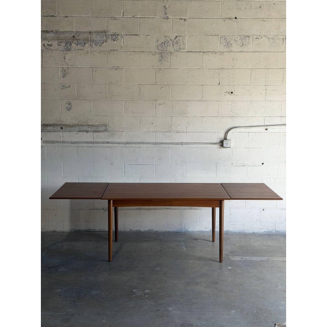 Mid-Century Modern Solid Teak Extendable Dining Table With Leaves Danish Mid-Century Modern 1960s For Sale - Image 3 of 10