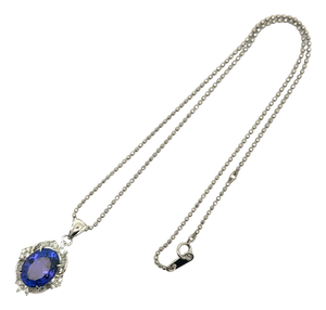 9.73 Carat Tanzanite Diamond Platinum Halo Pendant Necklace
