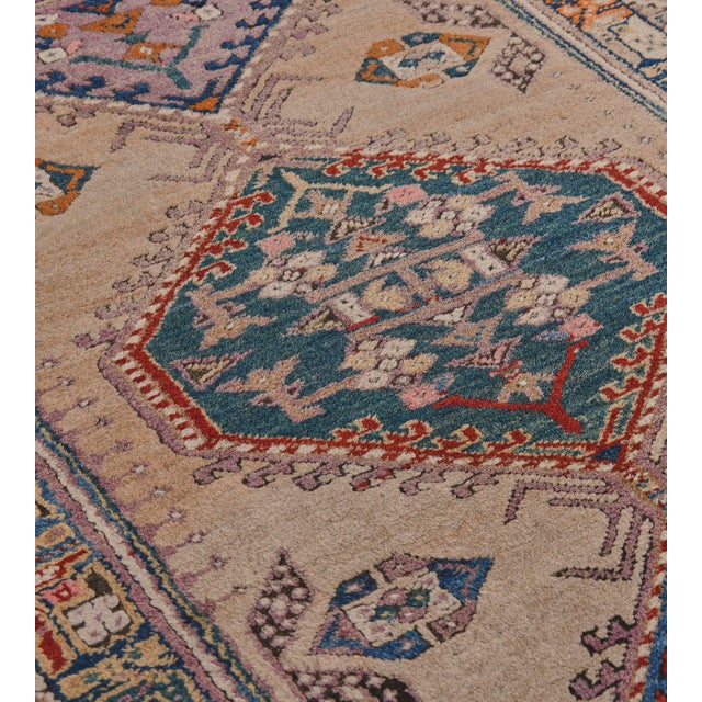 Persian Antique Handwoven Multi-Colored Wool Persian Serab Runner For Sale - Image 3 of 9