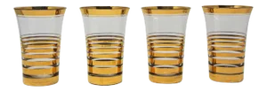 French Cocktail Glasses with 22-Karat Gold Design - Set of 4