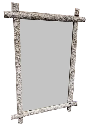 Antique 19th Century French Carved Wood & Gesso Ornate Frame Mirror