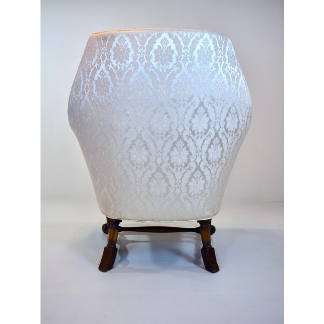Wood William Switzer Wing Chair in White Damask, Georgian Style, 2020's For Sale - Image 7 of 12