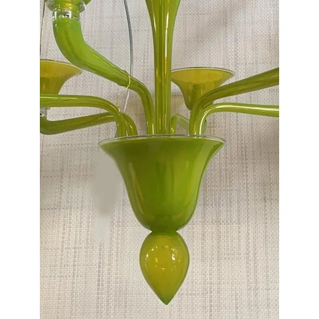 Olive Translucent Apple-Green Murano Style Glass Chandelier by Simoeng For Sale - Image 8 of 11