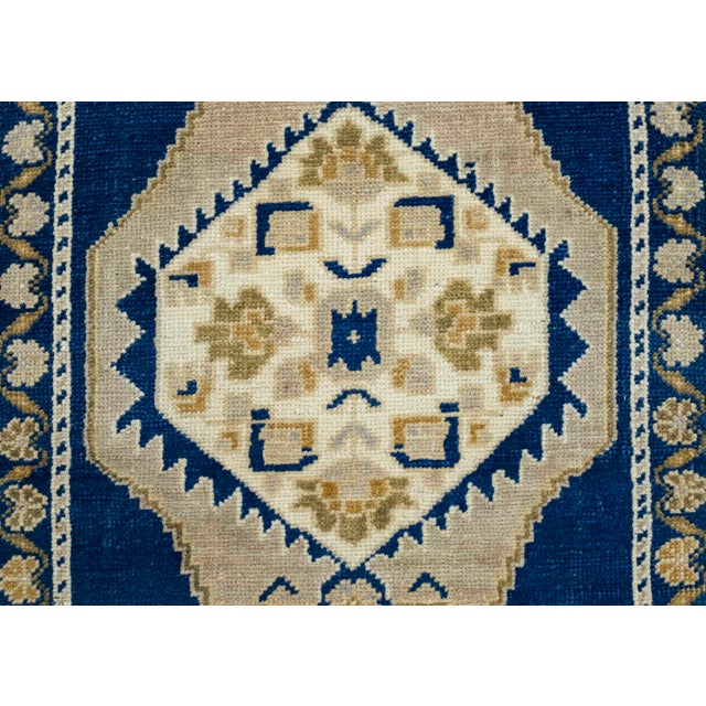 Turkish Mini Rug Oriental Hand Knotted Vintage Rug 1'11" x 3'8" #16643 For Sale - Image 4 of 8