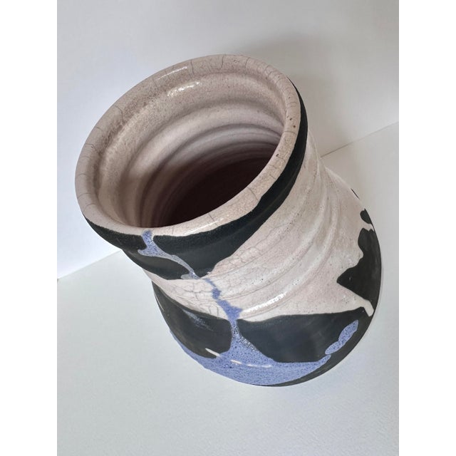 Late 20th Century Midnight Tide Large Ceramic Vase - Abstract Pottery For Sale - Image 5 of 6