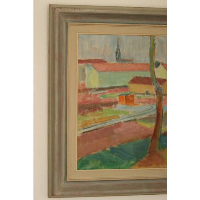 Original Mid-Century Swedish Oil On Canvas “Houses Obscured by the Trees” by Clas Walter Sundman – Signed & Framed 60 x 66...